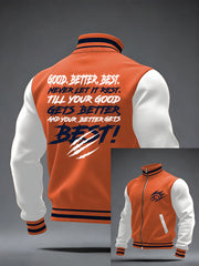 Men's Good Better Best Print Football Fans Gameday Casual Zipper Jacket