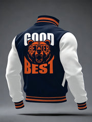 Men's Good Better Best Print Football Fans Gameday Casual Zipper Jacket