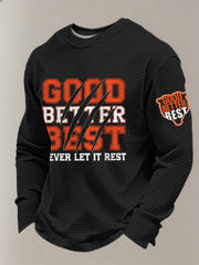Men's Good Better Best Print Football Fans Gameday Casual Waffle Long Sleeve T-Shirt