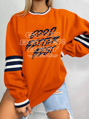 Women's Good Better Best Print Football Fans Gameday Casual Sweatshirt