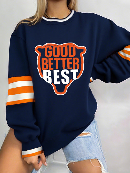 Women's Good Better Best Print Football Fans Gameday Casual Sweatshirt
