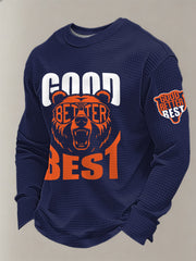 Men's Good Better Best Print Football Fans Gameday Casual Waffle Long Sleeve T-Shirt