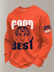 Men's Good Better Best Print Football Fans Gameday Casual Waffle Long Sleeve T-Shirt
