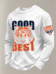 Men's Good Better Best Print Football Fans Gameday Casual Waffle Long Sleeve T-Shirt
