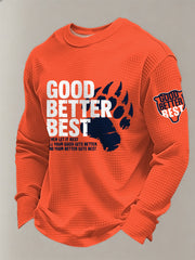 Men's Good Better Best Print Football Fans Gameday Casual Waffle Long Sleeve T-Shirt