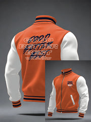 Men's Good Better Best Print Football Fans Gameday Casual Zipper Jacket