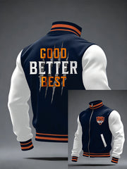 Men's Good Better Best Print Football Fans Gameday Casual Zipper Jacket