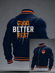 Men's Good Better Best Print Football Fans Gameday Casual Zipper Jacket