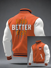 Men's Good Better Best Print Football Fans Gameday Casual Zipper Jacket