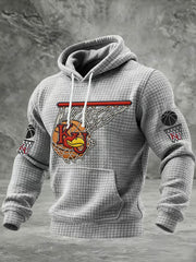 Men's Basketball Printed Checkered Cotton Hoodie
