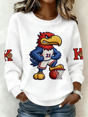 Women's Retro American Basketball Kansas Jayhawks Print oversized hoodie