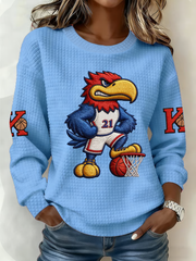 Women's Retro American Basketball Kansas Jayhawks Print oversized hoodie