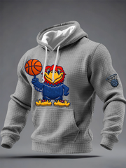 Men's Retro American Basketball Kansas Jayhawks Print Checkered Cotton Hoodie