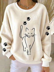 Women's Cute Cat Paws Flannel Sweatshirt