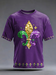 Men's Mardi Gras Fleur De Lis Print Casual Tee