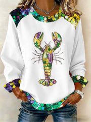 Women's Mardi Gras Crawfish Denim Patchwork Top