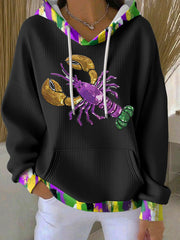 Women's Mardi Gras Print Casual Hoodie