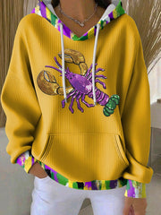 Women's Mardi Gras Print Casual Hoodie