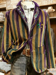 Men's Mardi Gras Printed Casual Jacket