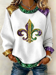 Women's Mardi Gras Print Casual Top