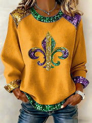 Women's Mardi Gras Print Casual Top