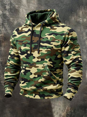 Men's Camouflage Oversized Drop-Shoulder Hoodie With Pockets
