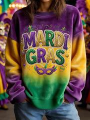 Women's Mardi Gras Gradient Print Casual Flannel Sweatshirt