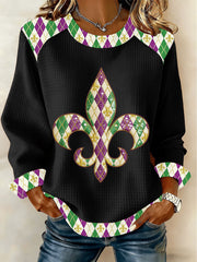 Women's Mardi Gras Print Casual Top
