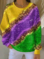 Women's Mardi Gras Print Casual Sweatshirt