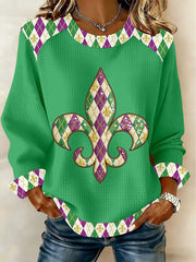 Women's Mardi Gras Print Casual Top