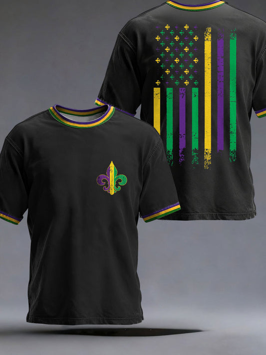 Men's Mardi Gras Printed Casual T-Shirt