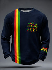 Men's One Love Rasta Lion Waffle Long Sleeve T-Shirt