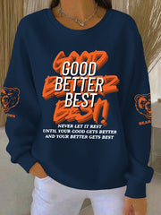Women's Good Better Best Print Football Fans Ribbed Round-Neck Sweatshirt