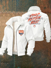 Men's Good Better Best Print Football Fans Gameday Casual Plush Zipper Jacket