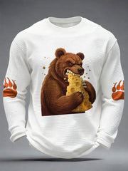 Men's Bears Eating Cheese Football Lover Printed Waffle Tops