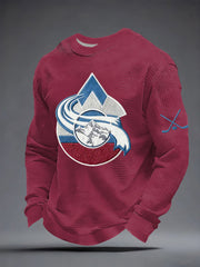 Men's Ice Hockey Print Casual Waffle Sweatshirt