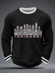 Men's Vintage Hockey Print Waffle Long Sleeve T-Shirt