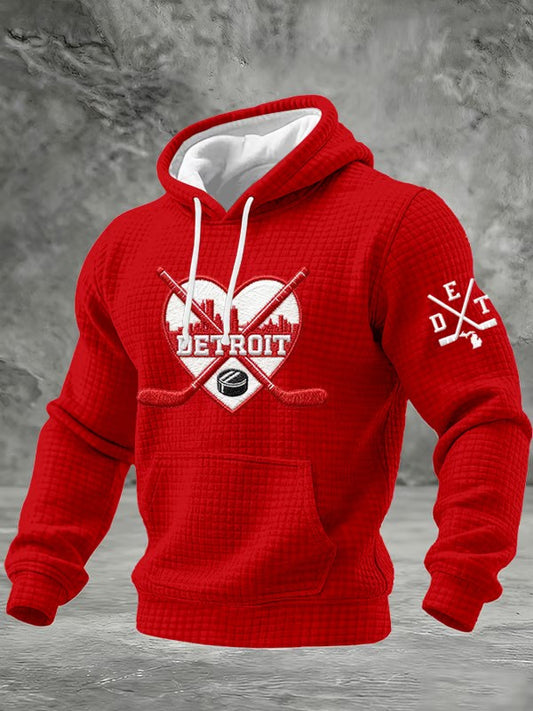 Men's Hockey Printed Checkered Cotton Hoodie