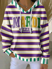 Women's Mardi Gras Print Casual Hoodie