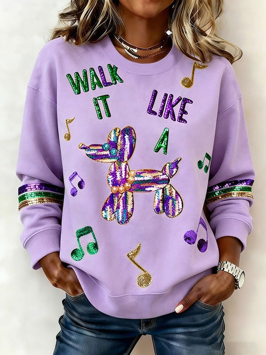 Women's Mardi Gras Print Casual Sweatshirt