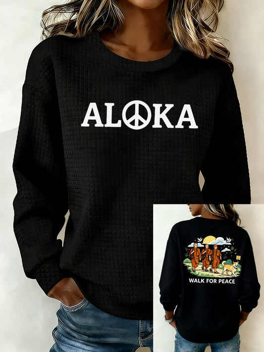 Women's Walk For Peace Monks With Aloka Dog Printed Sweatshirt