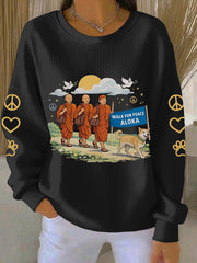 Women's Walk For Peace Print Casual Sweatshirt