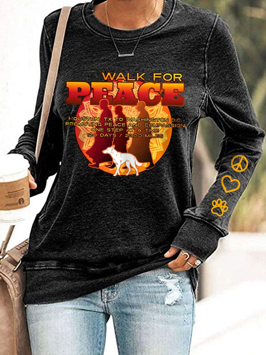 Women's Walk For Peace Print Waisted Sweatshirt