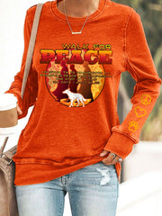 Women's Walk For Peace Print Waisted Sweatshirt