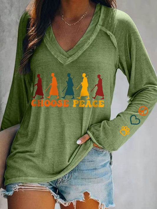 Women's Walk For Peace V-Neck T-Shirt