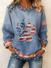 Women's - Flag Dog Paw Print Sweatshirts