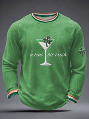 Men's St. Patrick's Day A Tini Bit Irish Shamrock Art Waffle Long Sleeve T-Shirt