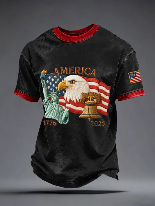 Men's USA 1776-2026 Print Vintage T-Shirt