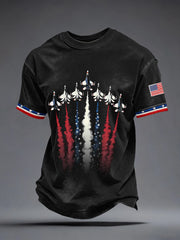 Men's USA Inspired Fighter Jets Print Vintage T-Shirt