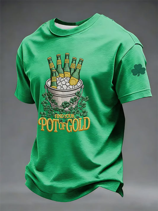 Men's St. Patrick's Day Pattern Crew Neck Short Sleeve T-Shirt